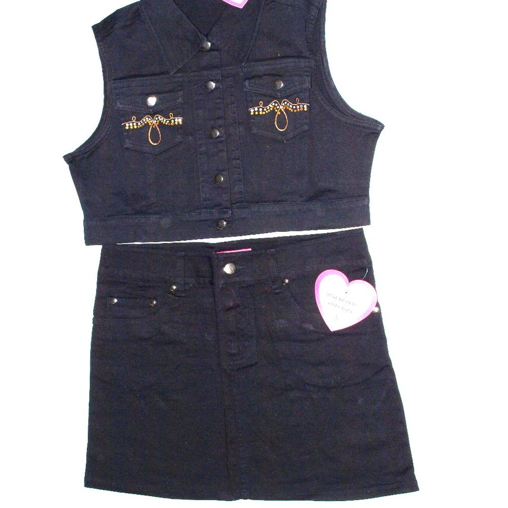 Luv N Luv Black Top With Matching Skirt Size Large
